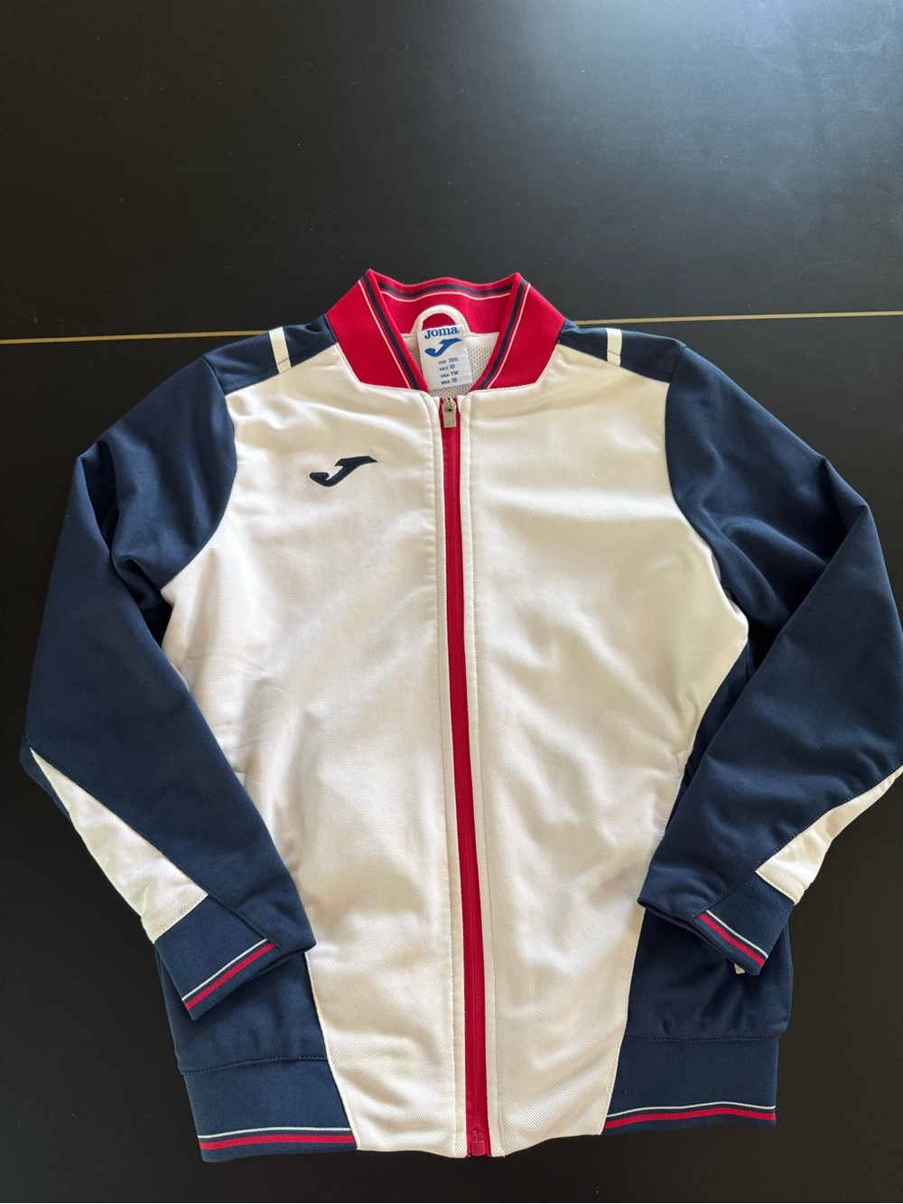 Joma Kids' Navy & White Zip-Front Track Jacket with Red Trim